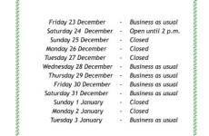 Christmas Opening Times 2022