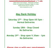 May Bank Holiday Weekend