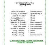 Christmas Opening Times 2022