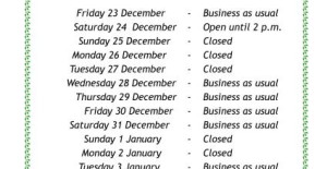 Christmas Opening Times 2022